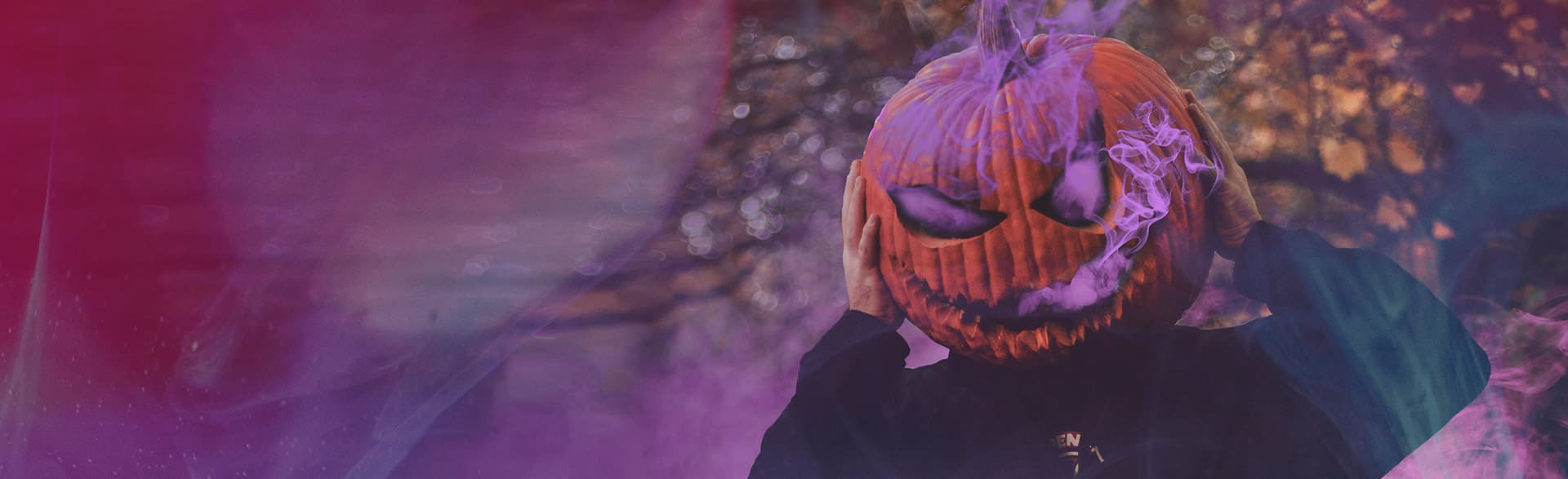 Playlist esto es halloween: imagen de una calabaza con humo morado
